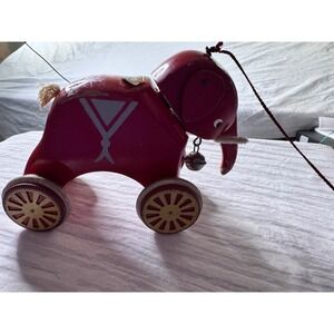 Brio Wooden Pull Toy Elephant Red Vintage Swedish MCM Fair Condition Moving Head